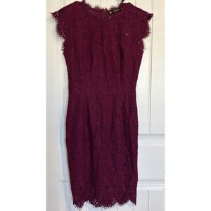 Miusol Women's Burgundy 8140R Sleeveless Lace Midi Pencil Dress Size Small